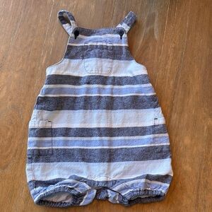 Janie and Jack Striped Blue and Gray Kids Overalls